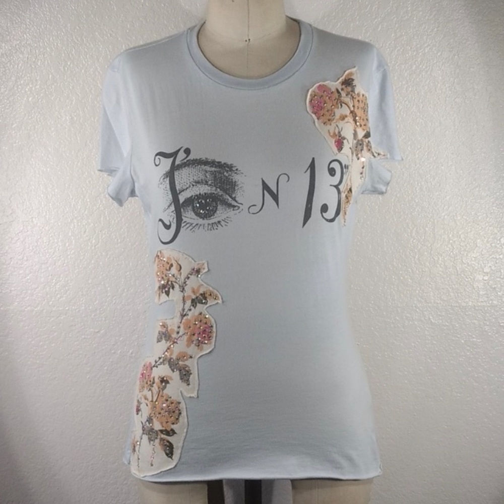 4 Love and Liberty by Johnny Was Swarovski Eye of Providence Patch Tee Sz S NWOT